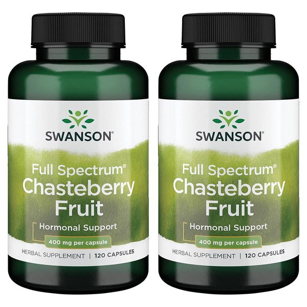 Swanson Chasteberry Fruit - Herbal Supplement Promoting Women's Health & Menopausal & Menstrual Support - May Support Balance & Skin Health - (120 Capsules, 400mg Each) 2 Pack