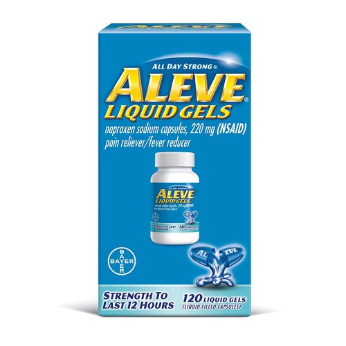 Aleve Liquid Capsules, Naproxen Sodium Capsules 220 mg (NSAID), Pain Reliever/Fever Reducer, Fast Pain Relief, 120 Count