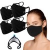 WITHMOONS 4 Pack Face Mask Cloth Reusable Washable Cover Triple Layer Shield Nose Bridge EU0308 Black