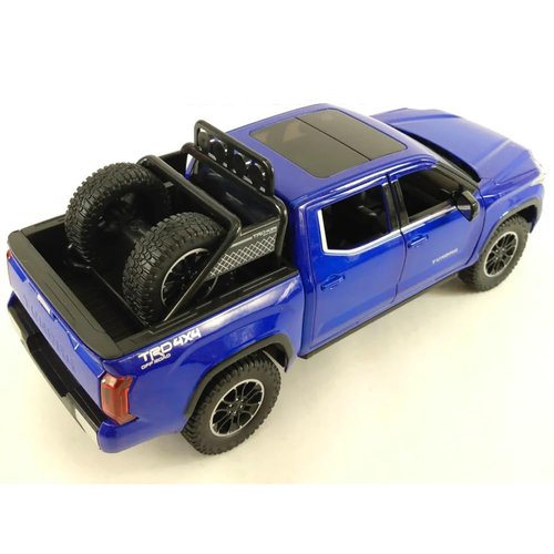 2023 Tundra TRD 4x4 Pickup Truck Blue Metallic with Sunroof and Wheel Rack 1/24 Diecast Model Car H08555R-BL
