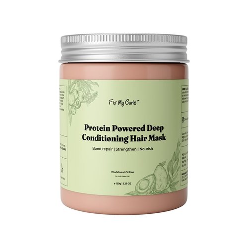 Fix My Curls Protein-Powered Deep Conditioning Hair Mask| Avocado Oil, Amla for Strengthening, Hydrating & Restoring Curls| Enhances Bounce, Adds Shine, & Boosts Elasticity| for all Hair Types 5.29 oz