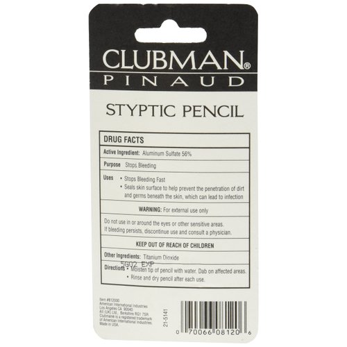 Clubman Pinaud Styptic Pencil Travel Size .33 oz (Pack of 3)