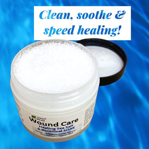 Urban ReLeaf Wound Care ! Healing Sea Salt & Botanical SOAK ! Safely Clean, Disinfect & Heal Wounds. Gentle, Effective, Non-iodized, 100% Natural. Vitamin Rich