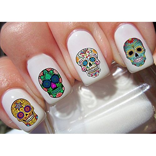 60 Sugar Skull Nail Decals