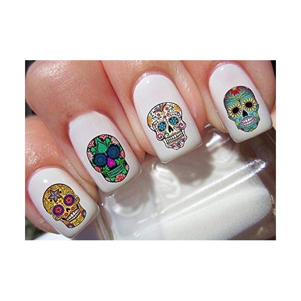 60 Sugar Skull Nail Decals