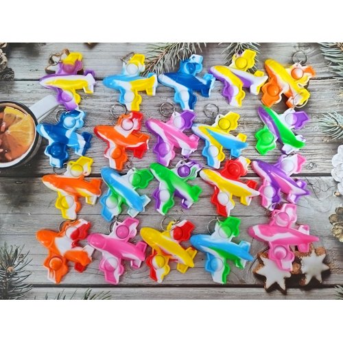 Roaqua 20 Packs Bulk Airplane shape Fidget Bubble Mini Pop Fidget Keychain，Summer Birthday Party Favors Supplies Student Prizes