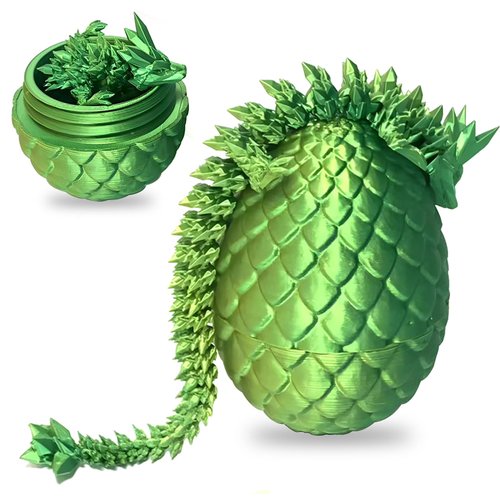 Pigmiss 3D Printed Dragon Egg Crystal Dragon Fidget Toy Full Articulated Dragon Mystery Dragon Eggs with Dragon Inside Home Office Desk Decor Gifts Toys (Laser Yellow Green)