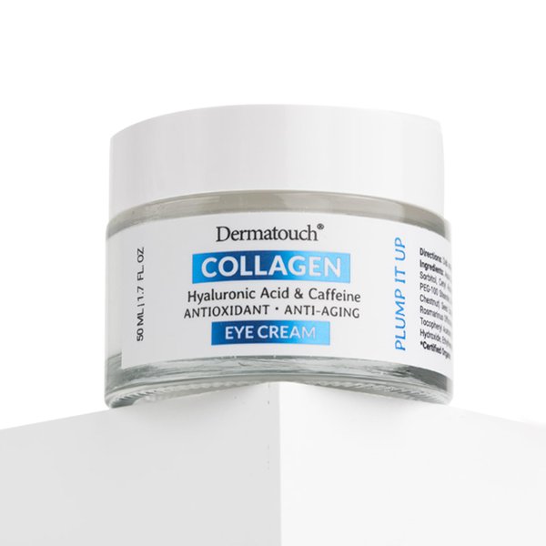Dermatouch Collagen Eye Cream - Hyaluronic Acid and Caffeine Antioxidant Skin Treatment, Wrinkle Reducer, 1.6 Oz.