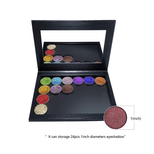 Allwon Magnetic Palette Empty Makeup Palette with Mirror for Eyeshadow Lipstick Blush Powder (Black)