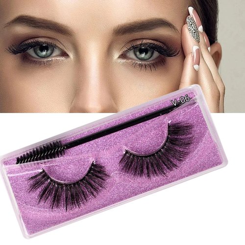 J.Fabrizio Eyelashes Makeup Natural 3D Dense Sexy False Lashes Soft Can Be Used Repeatedly False Eyelashes With Eyelash Brush Without Lash adhesive V-06 10mm