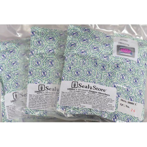 (40) 1,000cc Oxygen Absorbers OxyFree w OxyEye in (2) Bags of 20 Each for Dehydrated, Freeze Dried, and Long Term Food Storage