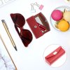 Beavorty Lipstick Case Purse Holder Leather Holder Lipstick Box with Mirror Makeup Travel Cases Cosmetic Storage Organizer for Women Lipsticks Lip Gloss Lip Balm Red Lip Balm Holder