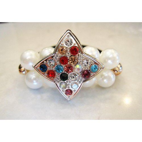 Pearl beads with colorful crystal star hair tie ponytail holders elastic tie