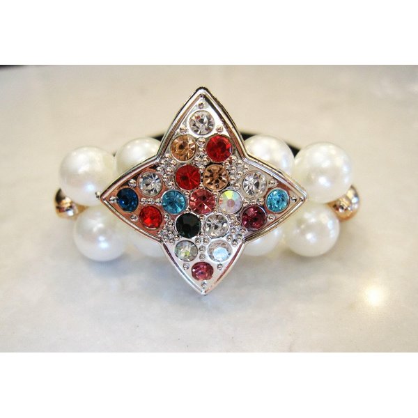 Pearl beads with colorful crystal star hair tie ponytail holders elastic tie