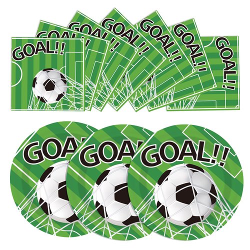 Xjoviative 40PCS Soccer Paper Plates and Napkins Party Supplies, Disposable Soccer Party Plates and Napkins Tableware Set for Soccer Birthday Party Decorations Serves 20 Guests (Soccer)