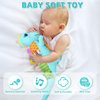Baby Dino Musical Stuffed Animal Toys for 0-3-6-9-12 Months，Infant Dinosaur Tummy Time Toys with Crinkle Sound Paper,Teether，Textures & Rattles for Newborn Boys Girls Birthday Gifts，Blue