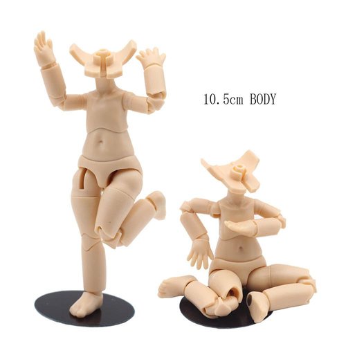 niannyyhouse DOD Stretch Cord Style 10.5cm Doll Action Figures Body Cats Hands Foot Suitable for 1/12 BJD Dolls Head (Milky White-Standard Package A)