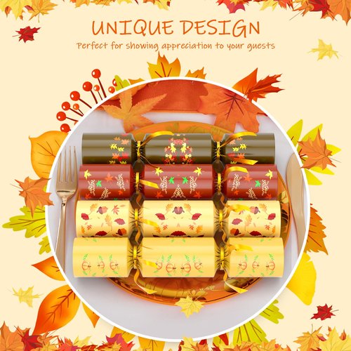 LASGU Thanksgiving Party Table Favors Set, 8 Pack No-Snap Game Table Favor with Party Hat Joke & Prizes Gifts Inside, Thanksgiving Party Games for Fall Thanksgiving Holiday Traditions