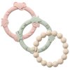 YIVEKO Baby Teether Rings Silicone Teethers for Babies Multi Use Baby Toy Rings Teething Toys for Infants Baby Chew Toys Baby Teething Rings for Infant Boys and Girls 3 Pack-Blush