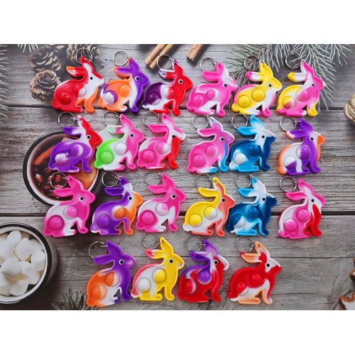 20 packs Easter Rabbit and Eggs Classroom Students Gifts Bulk Bunny Rainbow Bubble Fidgets Gifts from Teacher, Rabbit Mini Pop Holiday Rewards Party Favors