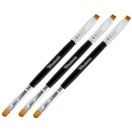 Winstonia Nail Art Brushes Set. Clean Up Brush Double Ended Tools Manicure Cuticle Cleaning Brush Nail Bed Professional Salon Result and Home Use.