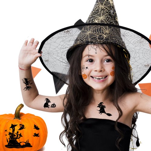 Supperb® Temporary Tattoos - Spiders and Spider Net Horror Cobweb Spider Halloween Tattoos (Spider&Witch)