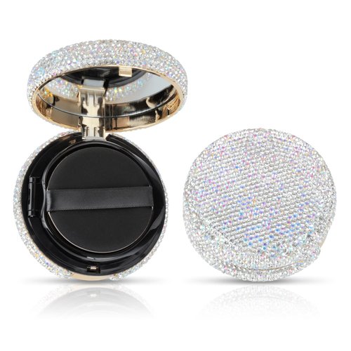 KEYPOWER Makeup Powder Empty Box with Bling Diamond Loose Powder Compact Empty Container with Pow...