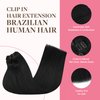 GOO GOO Clip in Hair Extensions Real Human Hair, 16inch 150g 9Pcs, 1 Jet black, Remy Human Hair Extensions Clip ins for Women, Natural Human Hair