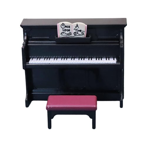 Dollhouse Mini Piano-1:12 Miniature Upright Piano and Piano Bench Set/Doll House Miniature Furniture (Black)