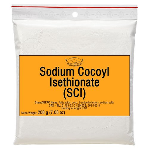 Artekas Innovation - Sodium COCOYL ISETHIONATE (SCI) - Powder - Foaming Surfactant - for Homemade Solid Shampoo Bars, Bath Bombs, Foamy and Bubbly Products - 200 g | 7.06 oz