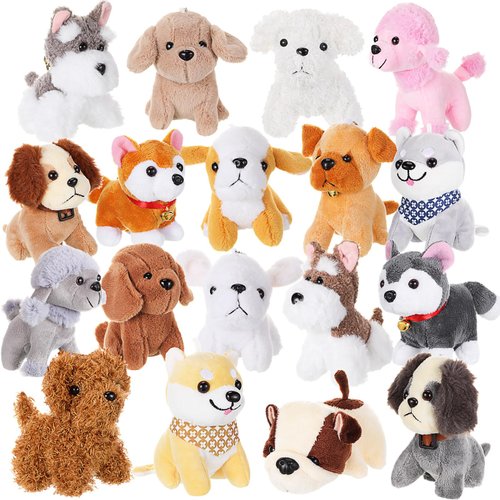 Aoriher 18 Pcs Valentines Day Gifts Mini Plush Dogs Bulk Puppy Stuffed Animals Small Stuffed Dogs Cute Assorted Soft Plush Dogs Puppies Toys Doll for Puppy Birthday Party Favors(Cute Dog)