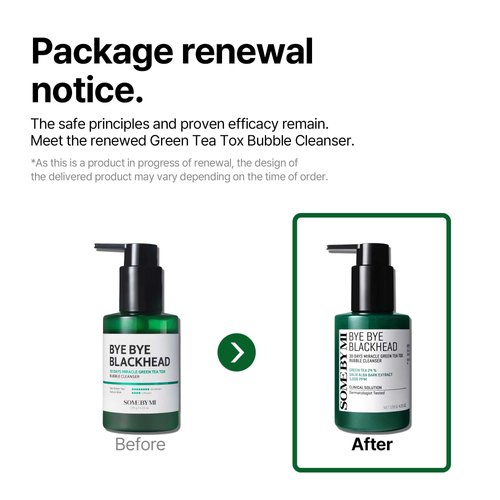SOME BY MI Bye Bye Blackhead 30 Days Miracle Green Tea Tox Bubble Cleanser - 4.23 Oz, 120g - Korean Face Wash for Removing Blackhead - Daily Pore Minimizer for Face Skin Texture - Korean Skin Care