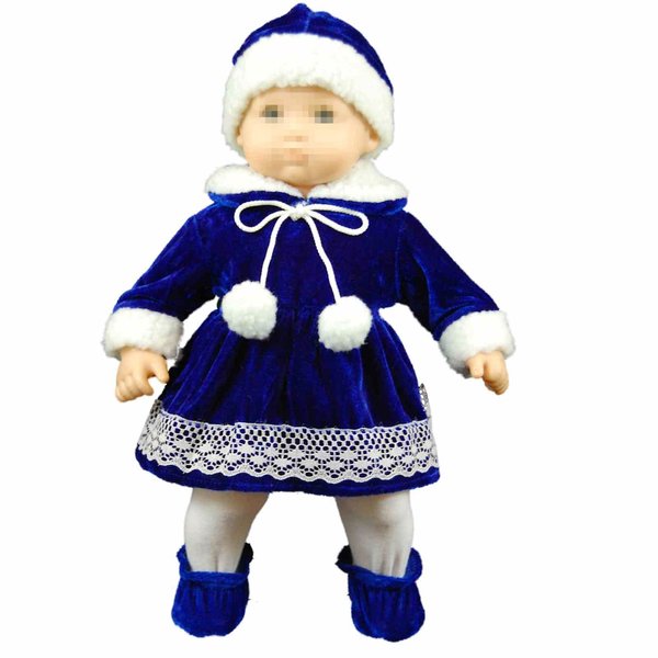 The Queen's Treasures 15 Inch Doll Clothes Designed for Use with Bitty Baby Dolls, Blue Velvet Dress with White Trim, Hat, Tights, Shoes, Compatible with American Girl's Bitty Baby Twins