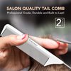 8.8 Inch White Metal Tail Comb (2 Pack) Carbon Fiber and Stainless Steel Pintail | Lightweight | Rat Tail Styling Combs for all Hair Types | Fine Tooth Teasing Comb Set (White 2 Pack)