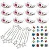 Podzly - 48-Piece Princess Jewelry Set - 12 Tiaras, 12 Wands, 24 Rings - Perfect for Pretend Play, Birthday and Costume Party Favors - Accessories for Kids, Toddler - Dress Up Kit with Girl Crowns