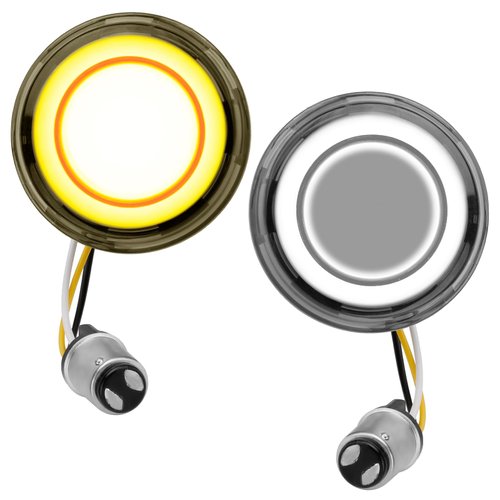 VG MOTO Motorcycle 1157 LED Turn Signal Light Front Rear 2 Inch Bullet Smoked Lens Compatible with Harley Softail Touring Dyna Fat Boy Sportster Road King Electra Glide