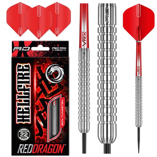 RED DRAGON Hell Fire A: 22g Tungsten Darts Set with Flights and Stems