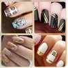 7 Sheets Line Nail Stickers Gold Nail Strips, Silver Line Stickers for Nails, Nail Art Stickers Lines, Liner Art French Manicure Strips, Metallic Nail Striping for Women DIY Nail Decoration