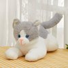 Houwsbaby 15‘’ LED Musical Stuffed Animal Cat Floppy Singing Kitty Light Up Plush Toy Kitten Lullaby Animated Soothe Birthday Gifts for Kids Toddlers Girls Boys, Gray