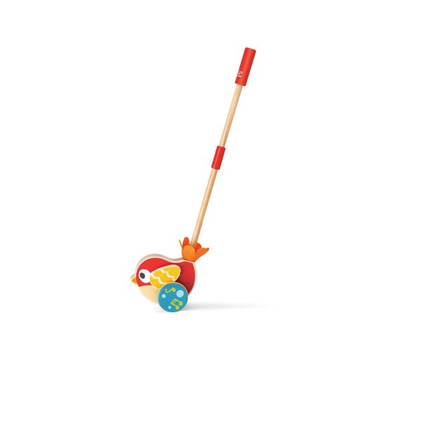 Hape Lilly Musical Push Along | Wooden Push Along Baby Walking Bird, Playful Kids Toy with Detachable Stick, Multicolor, 22.05 Inch (E0353)