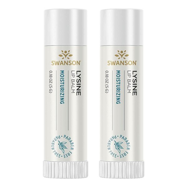 Swanson Lysine Lip Balm 0.18 Ounce (5 g) Balm (2 Pack)