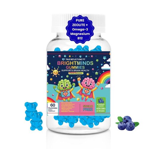 Brightminds Zeolite Detox Gummies Kids – Detox & Brain Support with L-Methylfolate, B12, Omega-3, Magnesium, Probiotics, Mood, Speech & Gut Support – Methylated Multivitamin Ages 6+ & Adults