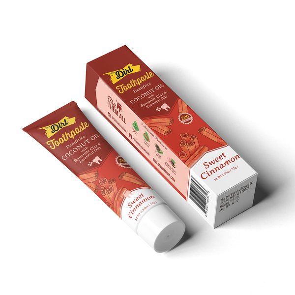 THE DIRT Coconut Oil Toothpaste - Fluoride & Gluten Free - Natural Oral Care for a Refreshing Smile - Sweet Cinnamon Flavor (72g: 10 Weeks Supply)