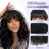Lady Hanne Human Hair Wigs Natural Wave Human Hair Wig with Bangs for Black Women 14 inches None Lace Front Wear and Go Glueless Human Hair Wig