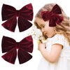 Velvet Hair Bows Girls 6" 2PCS Big Red Wine Fall bow Alligator Clips for Toddler Hair Clips Toddlers Teens Kids Accessories