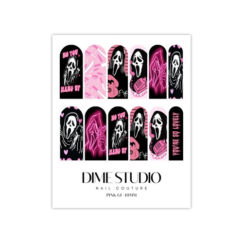 Pink Ghost Horror Halloween Nail Decals Water Transfer Nail Wraps Nail Enhancements for Acrylic, Gel X Press On Nails Manicure Acccessories (40MM Medium)