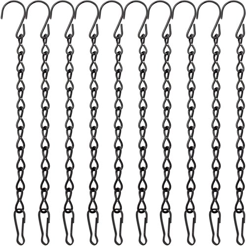 YINGFENG 10 Pack 9.5 Inch Black Hanging Chains, Garden Plant Hangers for Hanging Bird Feeders, Billboards, Chalkboards, Basket, Planters, Lanterns, Wind Chimes and Decorative Ornaments Etc