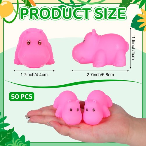 Youdaju 24 Pcs Rubber Hippo Baby Bath Toys Cute Floating Animal Bath Squirts Pink Hippo Bath Buddy Squirter Toys for Toddlers Fun Water Squirting Bathtime Play for Bathtub and Pool,Summer Beach Decor