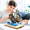 ZYLEGEN Pirate Ship Building Toy Set for Adults,Queen Mary Pirates Ship Building Blocks Kit,Sailboat Sets to Build, for Adult who Like Adventures Play and Book(1,028Pcs)