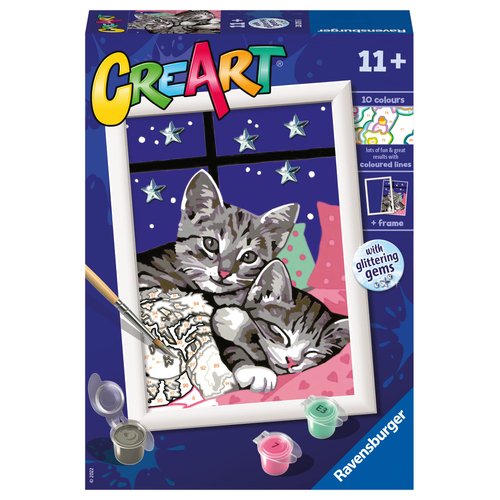 Ravensburger Sleepy Kitties Paint by Numbers Kit for Kids - 20213 - Painting Arts and Crafts for Ages 11 and Up